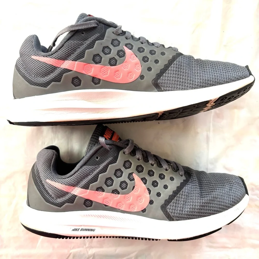 Nike Downshifter 7 Cool Gray Pink Lava Running Sneakers SZ 8 Worn 2X